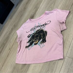 Ed Hardy Light Pink Panther Graphic Tee